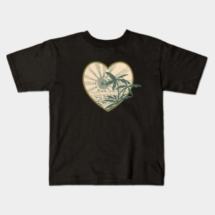 Sunset on tropical island (vintage green) Kids T-Shirt